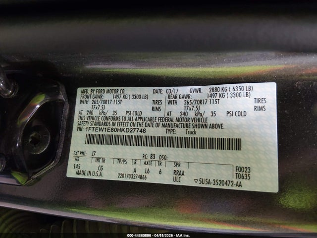 Ford F-150 Xl 2017 1FTEW1E80HKD27748 Image 4
