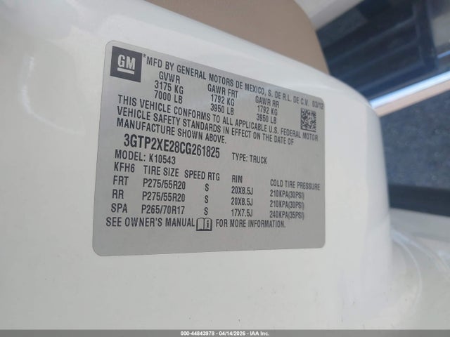 44843978 :رقم المزاد ، 3GTP2XE28CG261825 vin ، 2012 Gmc Sierra 1500 Denali مزاد بيع