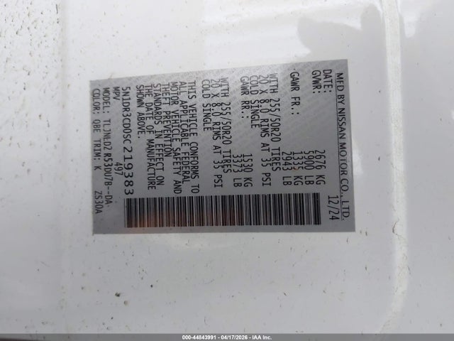 Nissan Pathfinder Sl 4wd 2025 5N1DR3CD0SC219383 Image 9
