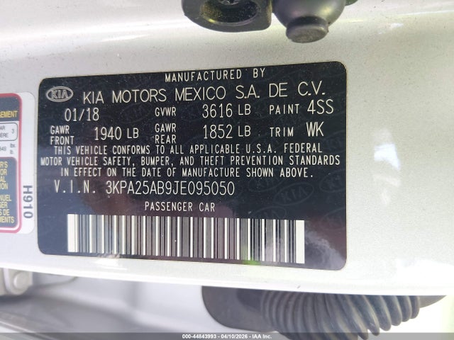 2018 KIA RIO 3KPA25AB9JE095050 Photo 8