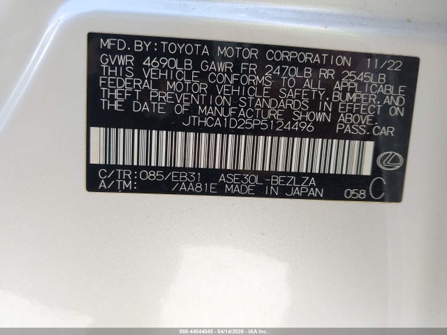 Продажа на аукционе авто 2023 Lexus Is 300, vin: JTHCA1D25P5124496, номер лота: 44844045