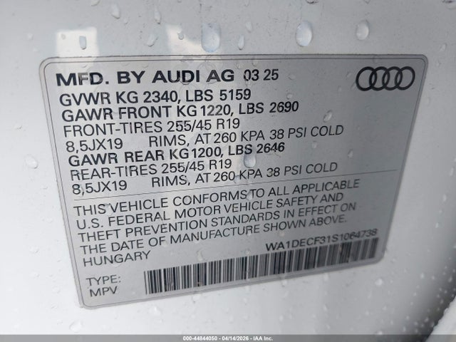 WA1DECF31S1064738 Audi Q3 Premium 45 Tfsi S Line Quattro Tiptronic