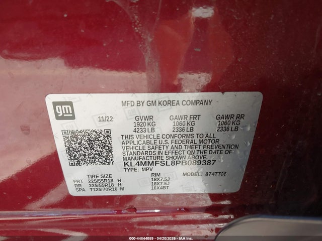 2023 Buick Encore Gx Essence Fwd მანქანა იყიდება აუქციონზე, vin: KL4MMFSL8PB089387, აუქციონის ნომერი: 44844059