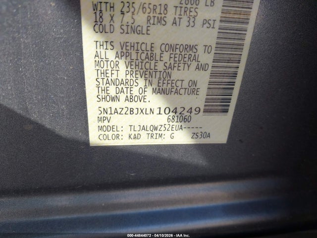 2020 NISSAN MURANO 5N1AZ2BJXLN104249 Photo 8