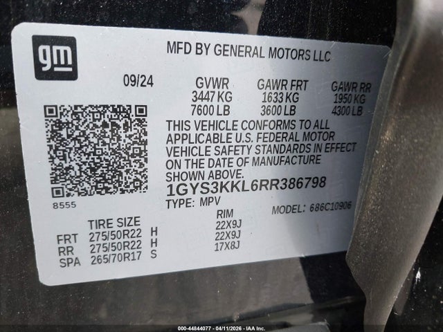 Aukcja sprzedaży 2024 Cadillac Escalade Esv 2wd Premium Luxury, vin: 1GYS3KKL6RR386798, numer aukcji: 44844077