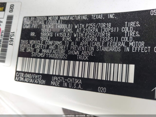 2010 TOYOTA TUNDRA 5TFCM5F11AX001052 Photo 8