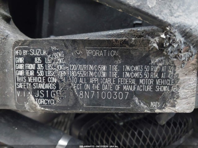 Suzuki GSX-R750 2022 JS1GR7MA8N7100307 Image 10