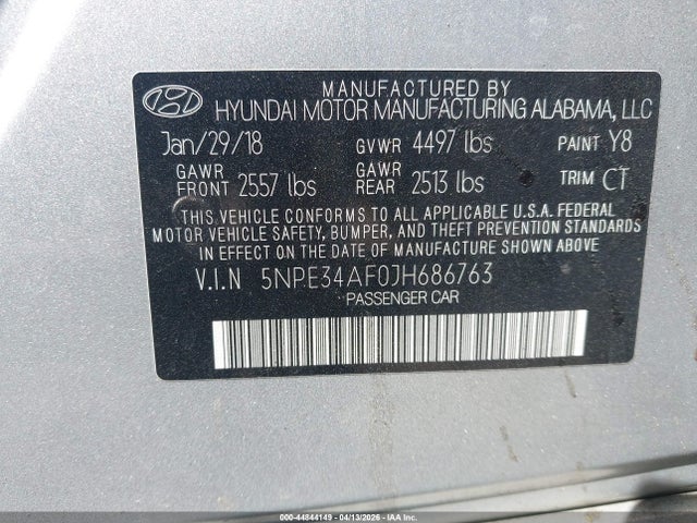 Продаж на аукціоні авто 2018 Hyundai Sonata Sport, vin: 5NPE34AF0JH686763, номер лоту: 44844149