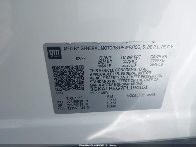 Продажа на аукционе авто 2023 Gmc Terrain Fwd Slt, vin: 3GKALPEG7PL194151, номер лота: 44844150