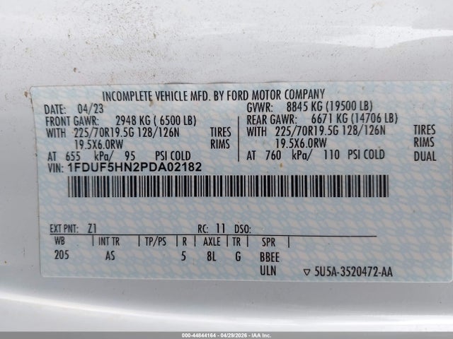 Продаж на аукціоні авто 2023 Ford F-550 Chassis Xl, vin: 1FDUF5HN2PDA02182, номер лоту: 44844164