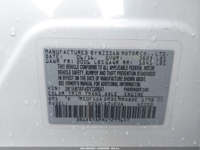 3N1AB7APXGY299647 Nissan SENTRA S