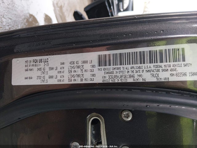 44844268 :رقم المزاد ، 3C6UR5HJ0FG613846 vin ، 2015 Ram 2500 Tradesman مزاد بيع