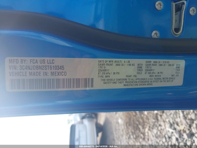 Aukcja sprzedaży 2025 Jeep Compass Latitude 4x4, vin: 3C4NJDBN2ST610345, numer aukcji: 44844270