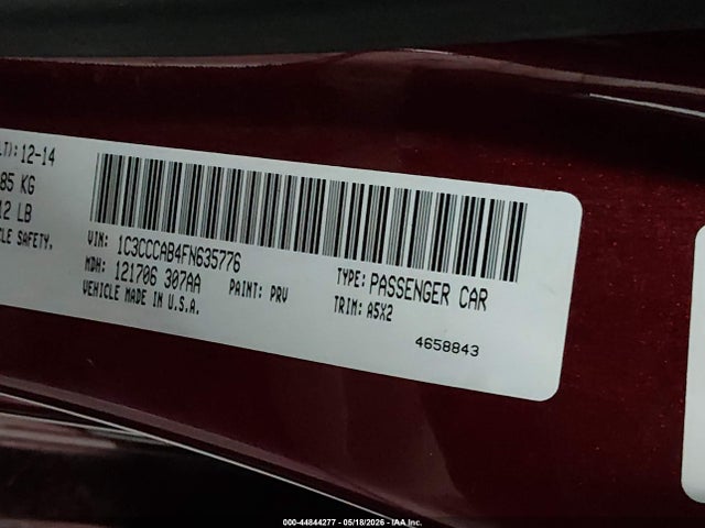 Aukcja sprzedaży 2015 Chrysler 200 Limited, vin: 1C3CCCAB4FN635776, numer aukcji: 44844277