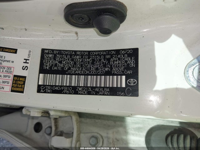 JTDEAMDE0MJ007207 Toyota Corolla Hybrid Le