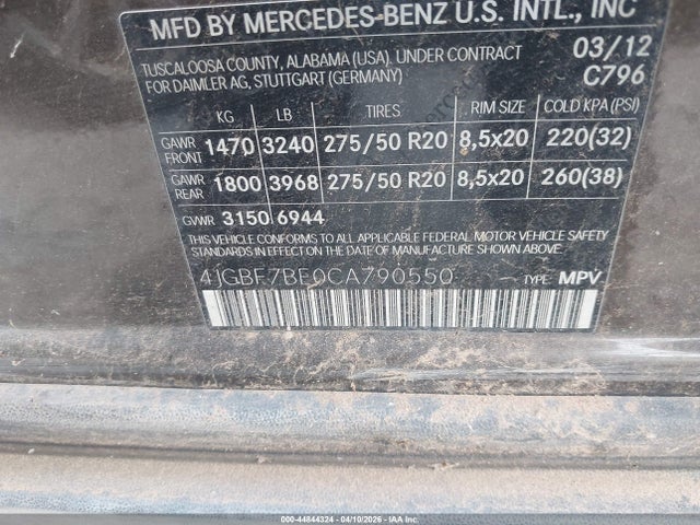 2012 MERCEDES-BENZ GL 450 4JGBF7BE0CA790550 Photo 8