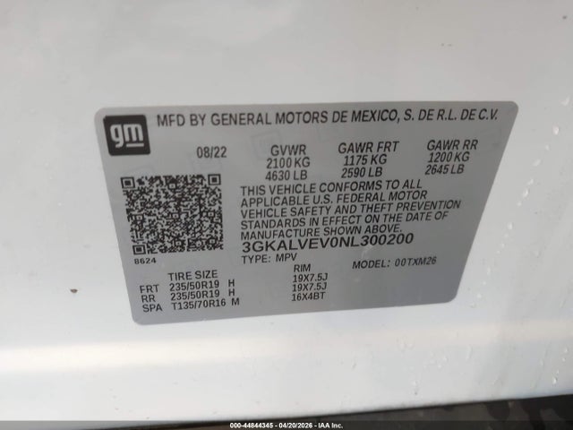 Продаж на аукціоні авто 2022 Gmc Terrain Awd Slt, vin: 3GKALVEV0NL300200, номер лоту: 44844345