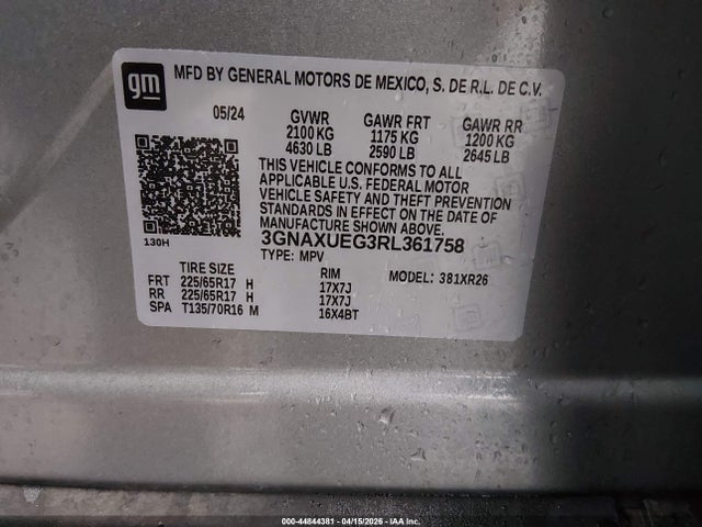 3GNAXUEG3RL361758 Chevrolet Equinox Awd Lt