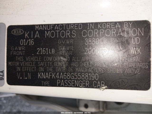 KNAFK4A68G5588190 KIA FORTE LX