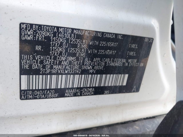 Продажа на аукционе авто 2020 Toyota Rav4 Xle, vin: 2T3P1RFVXLW133142, номер лота: 44844419
