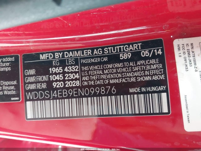WDDSJ4EB9EN099876 Mercedes-Benz CLA 250