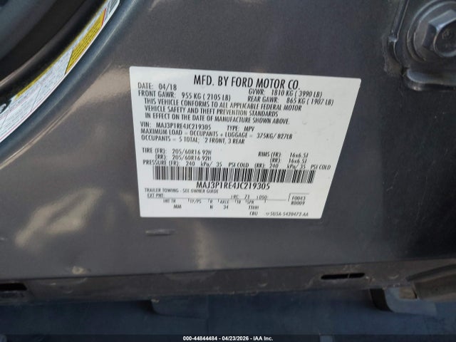 MAJ3P1RE4JC219305 Ford ECOSPORT S