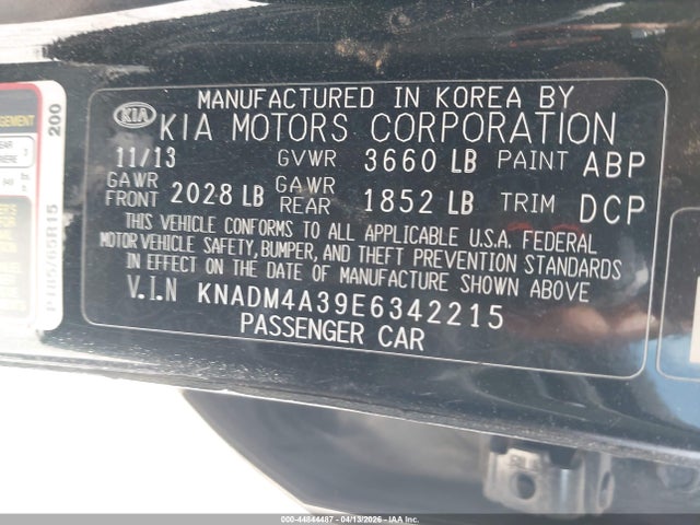 Продажа на аукционе авто 2014 Kia Rio Lx, vin: KNADM4A39E6342215, номер лота: 44844487