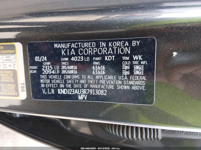 Aukcja sprzedaży 2024 Kia Soul Lx, vin: KNDJ23AU3R7913082, numer aukcji: 44844500