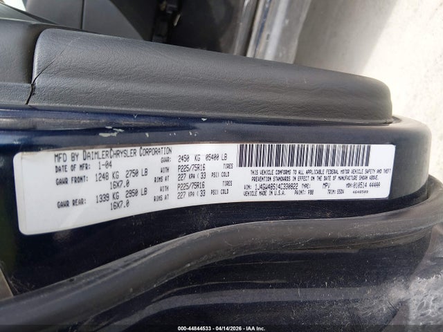 44844533 :رقم المزاد ، 1J4GW48S14C330822 vin ، 2004 Jeep Grand Cherokee Laredo مزاد بيع