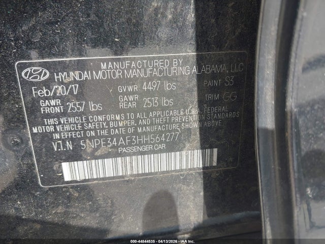 Продаж на аукціоні авто 2017 Hyundai Sonata Limited, vin: 5NPE34AF3HH564277, номер лоту: 44844535