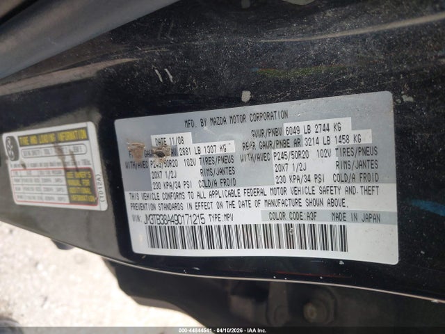 2009 Mazda Cx-9 Grand Touring მანქანა იყიდება აუქციონზე, vin: JM3TB38A490171215, აუქციონის ნომერი: 44844541