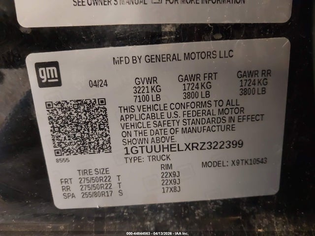 Aukcja sprzedaży 2024 Gmc Sierra 1500 Denali Ultimate, vin: 1GTUUHELXRZ322399, numer aukcji: 44844563