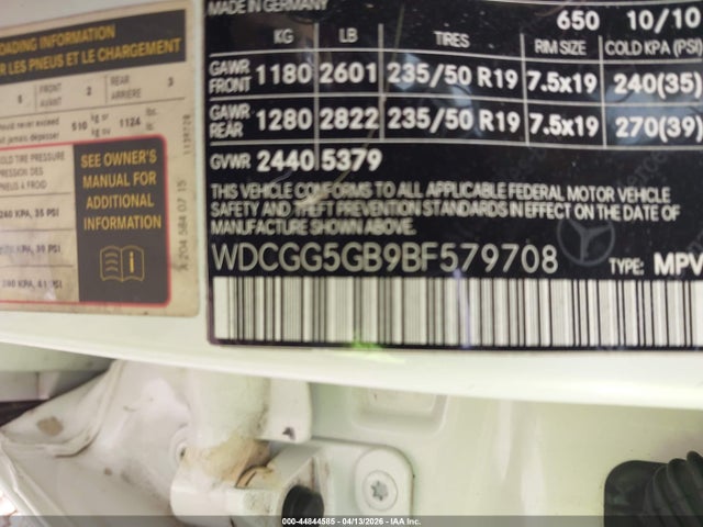 44844585 :رقم المزاد ، WDCGG5GB9BF579708 vin ، 2011 Mercedes-benz Glk 350 مزاد بيع