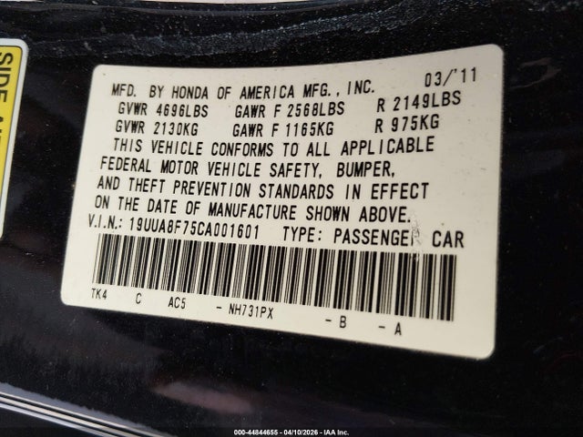 Продаж на аукціоні авто 2012 Acura Tl 3.5, vin: 19UUA8F75CA001601, номер лоту: 44844655