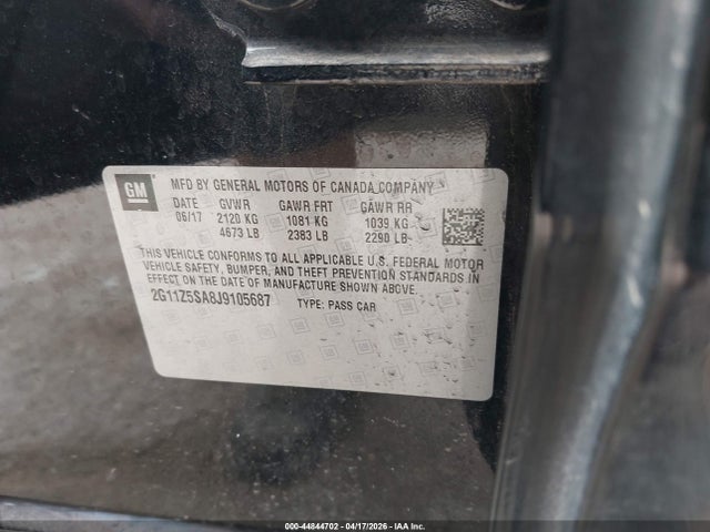 44844702 :رقم المزاد ، 2G11Z5SA8J9105687 vin ، 2018 Chevrolet Impala Ls مزاد بيع