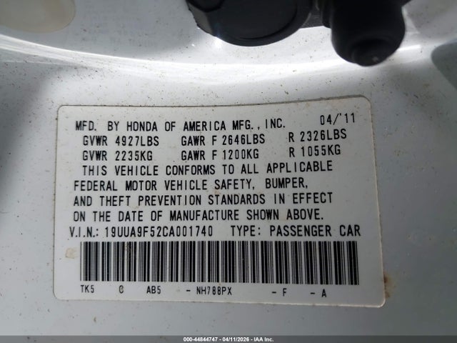 Продажа на аукционе авто 2012 Acura Tl 3.7, vin: 19UUA9F52CA001740, номер лота: 44844747