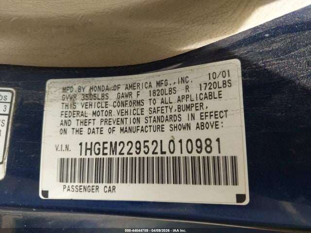 2002 HONDA CIVIC 1HGEM22952L010981 Photo 8