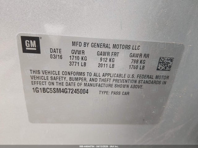 1G1BC5SM4G7245004 Chevrolet Cruze Ls Auto