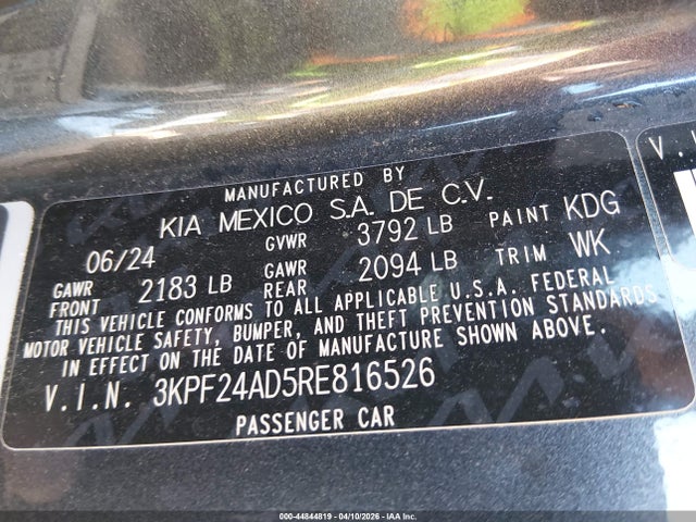 Продаж на аукціоні авто 2024 Kia Forte Lx, vin: 3KPF24AD5RE816526, номер лоту: 44844819