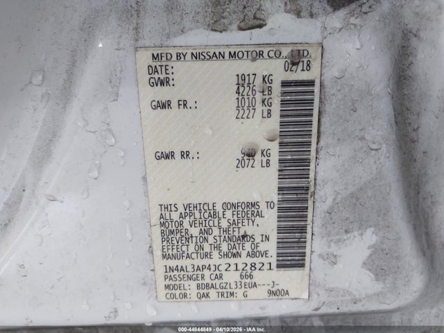 1N4AL3AP4JC212821 Nissan Altima 2.5 S