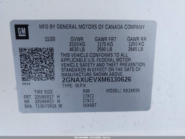Chevrolet Equinox Awd Lt 2021 2GNAXUEVXM6130626 Image 9