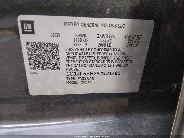 1G1JF5SB2K4121485 Chevrolet Sonic Premier Auto