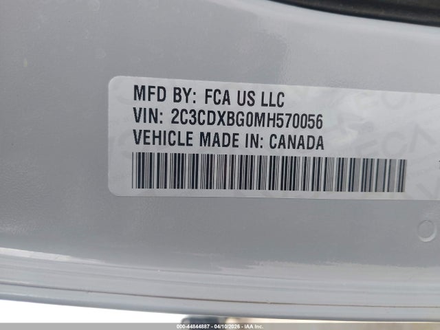 Aukcja sprzedaży 2021 Dodge Charger Sxt Rwd, vin: 2C3CDXBG0MH570056, numer aukcji: 44844887