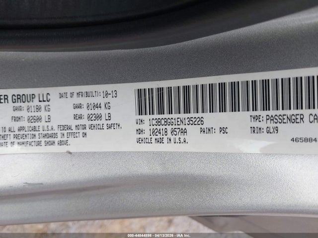 Aukcja sprzedaży 2014 Chrysler 200 S, vin: 1C3BCBGG1EN135226, numer aukcji: 44844898