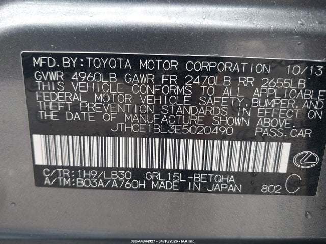 Lexus GS 350 2014 JTHCE1BL3E5020490 Image 9