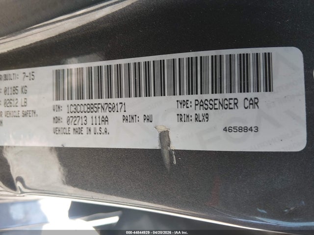 Продаж на аукціоні авто 2015 Chrysler 200 S, vin: 1C3CCCBB5FN760171, номер лоту: 44844929