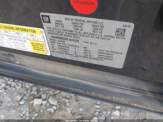 44844931 :رقم المزاد ، 1GKKRNED6FJ341630 vin ، 2015 Gmc Acadia Sle-1 مزاد بيع