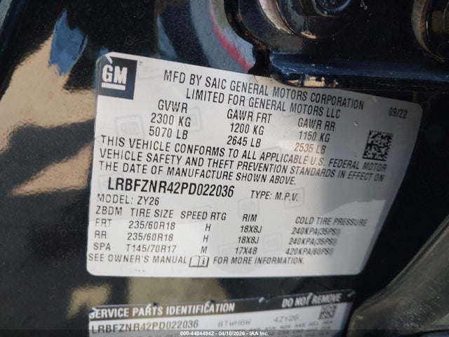 Продаж на аукціоні авто 2023 Buick Envision Essence Fwd, vin: LRBFZNR42PD022036, номер лоту: 44844942