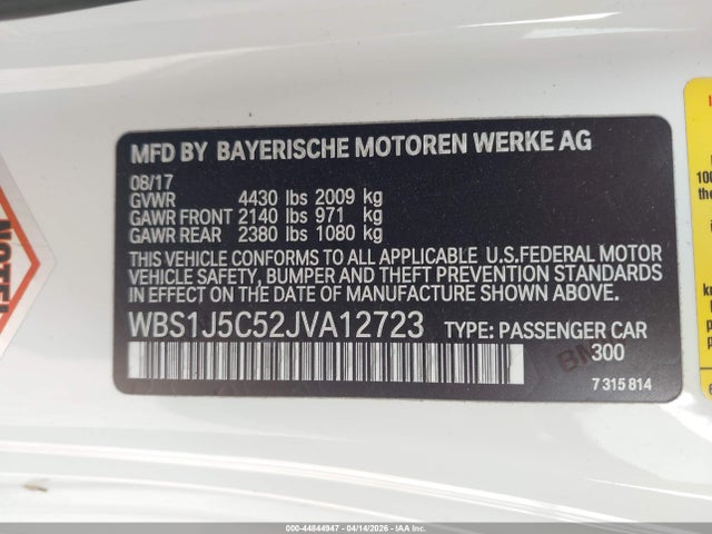 Продаж на аукціоні авто 2018 Bmw M2, vin: WBS1J5C52JVA12723, номер лоту: 44844947