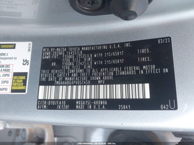 7MUAAABG4PV057459 Toyota Corolla Cross L